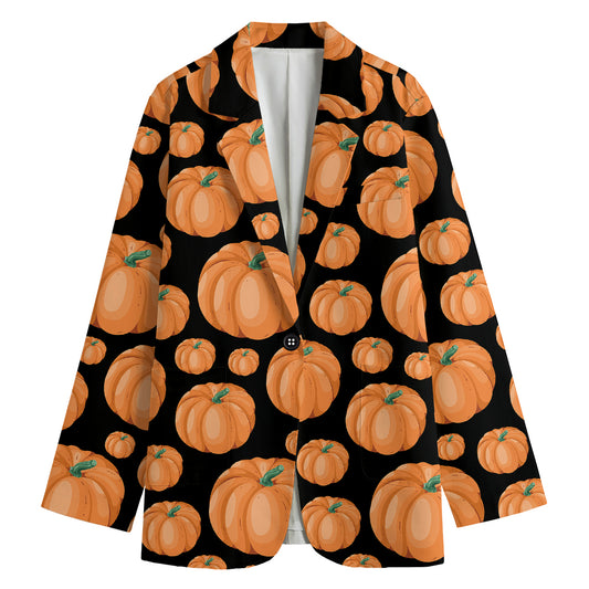 Orange Pumpkin Pattern Print Women's Blazer