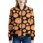 Orange Pumpkin Pattern Print Women's Bomber Jacket