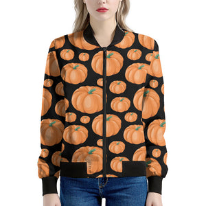 Orange Pumpkin Pattern Print Women's Bomber Jacket