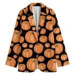 Orange Pumpkin Pattern Print Women's Cotton Blazer