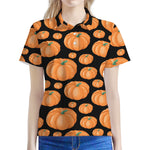 Orange Pumpkin Pattern Print Women's Polo Shirt