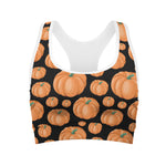 Orange Pumpkin Pattern Print Women's Sports Bra