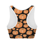 Orange Pumpkin Pattern Print Women's Sports Bra