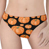 Orange Pumpkin Pattern Print Women's Thong