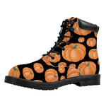 Orange Pumpkin Pattern Print Work Boots