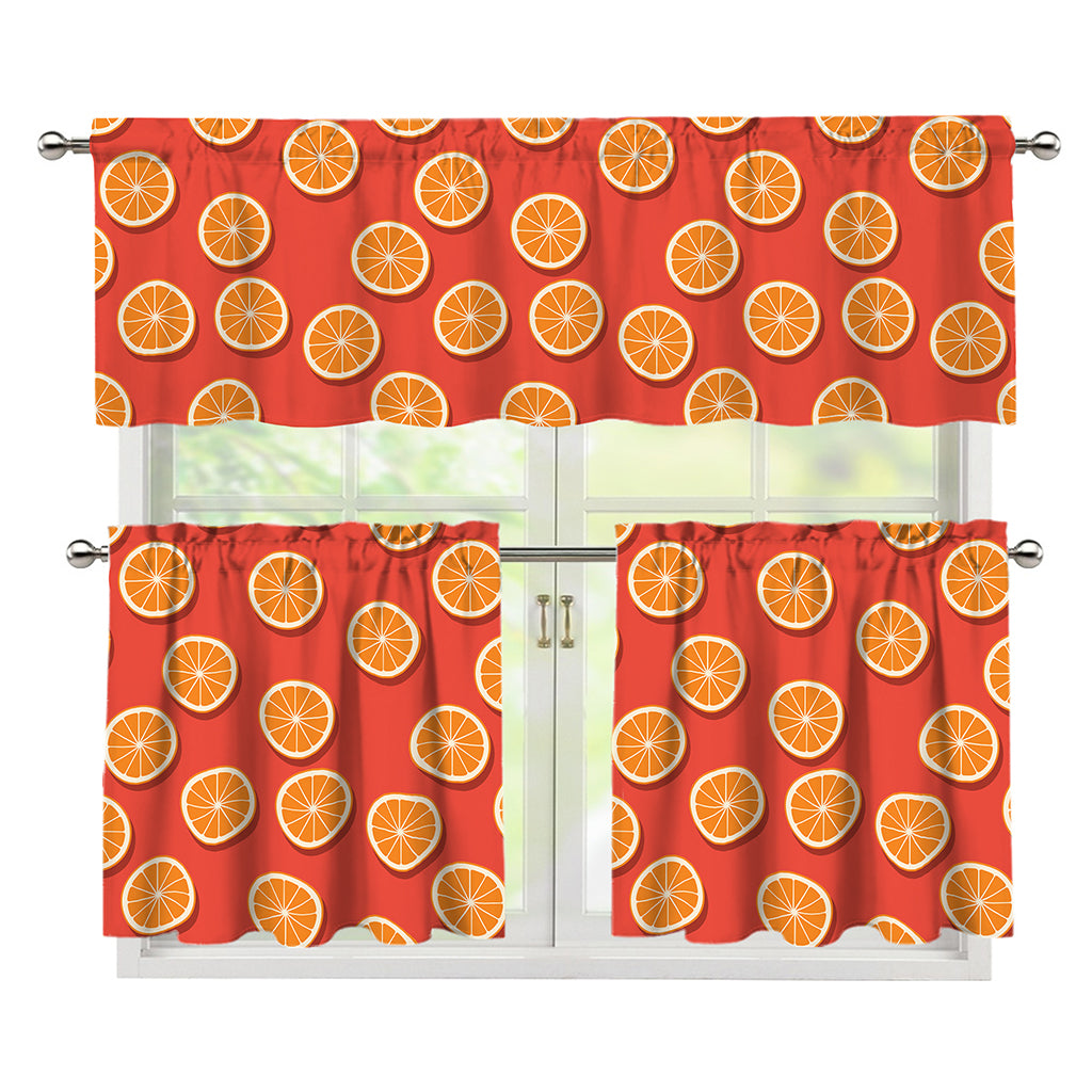 Orange Slices Pattern Print 3 Piece Kitchen Curtains