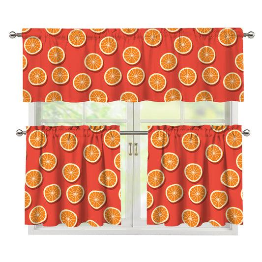 Orange Slices Pattern Print 3 Piece Kitchen Curtains