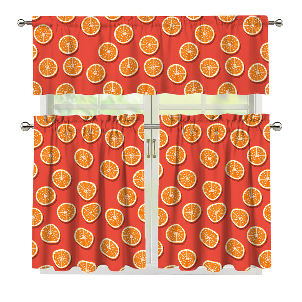 Orange Slices Pattern Print 3 Piece Kitchen Curtains