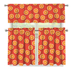 Orange Slices Pattern Print 3 Piece Kitchen Curtains