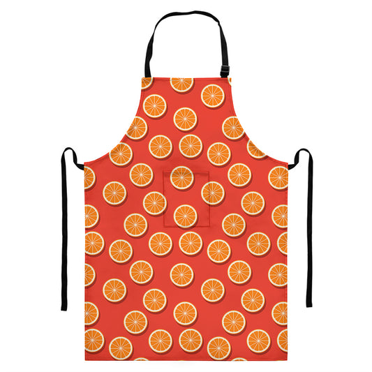 Orange Slices Pattern Print Bib Apron With Pocket