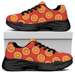 Orange Slices Pattern Print Black Chunky Shoes