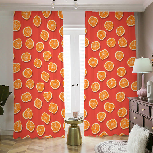 Orange Slices Pattern Print Blackout Pencil Pleat Curtains