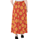 Orange Slices Pattern Print Chiffon Maxi Skirt