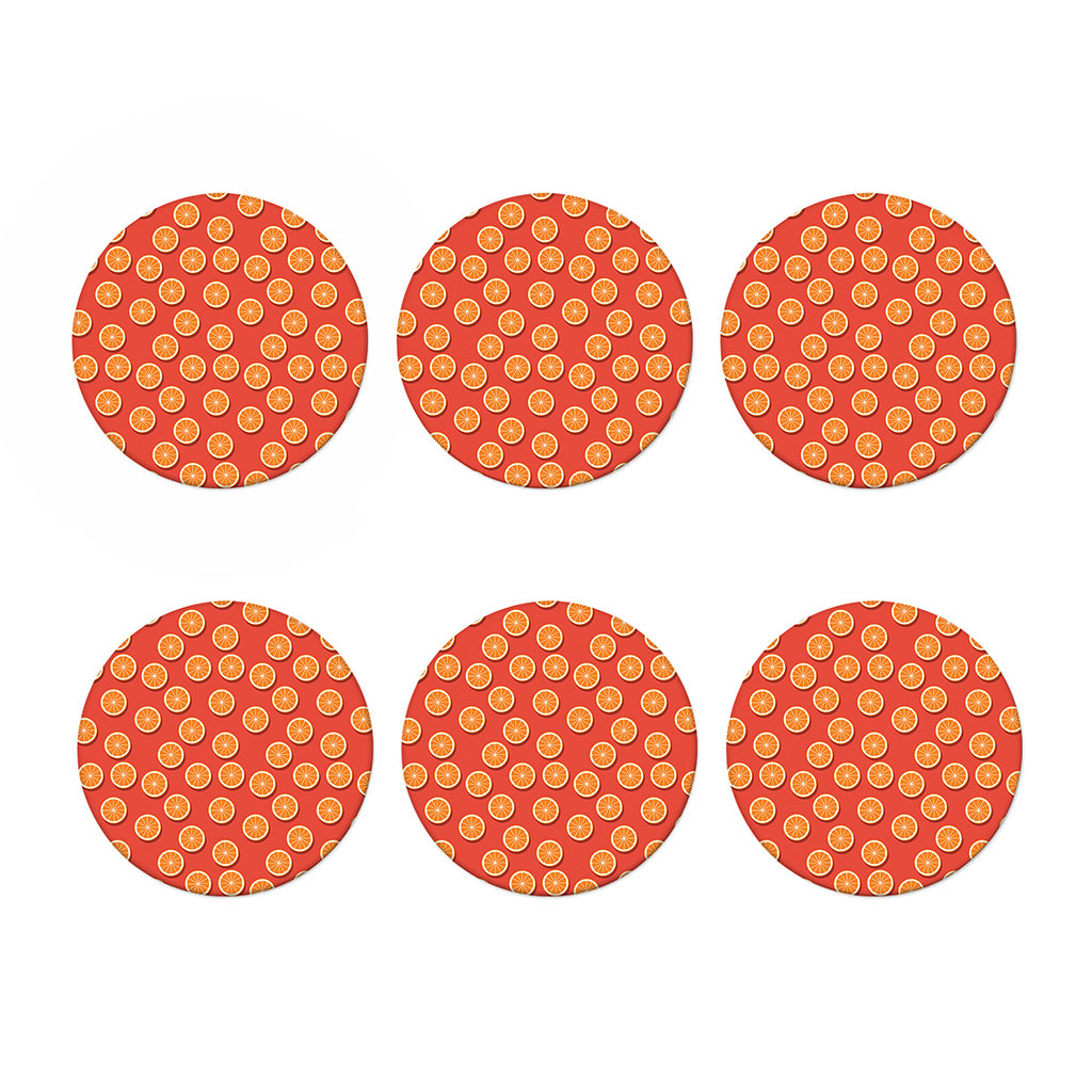 Orange Slices Pattern Print Coaster Set