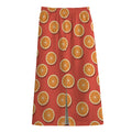 Orange Slices Pattern Print Cotton Front Slit Maxi Skirt