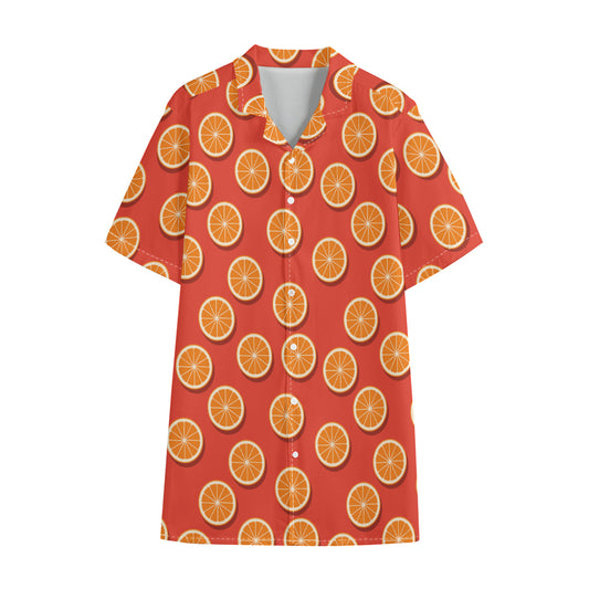 Orange Slices Pattern Print Cotton Hawaiian Shirt