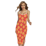 Orange Slices Pattern Print Cross Back Cami Dress