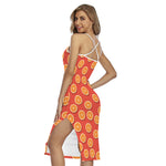Orange Slices Pattern Print Cross Back Cami Dress