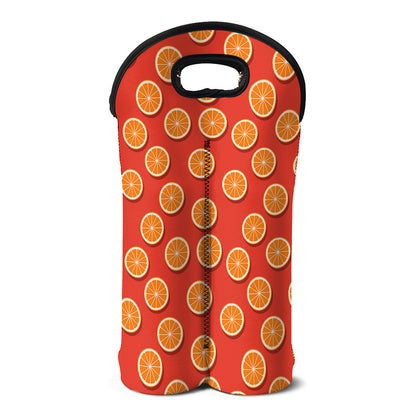 Orange Slices Pattern Print Double Neoprene Wine Tote