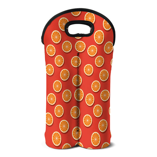 Orange Slices Pattern Print Double Neoprene Wine Tote