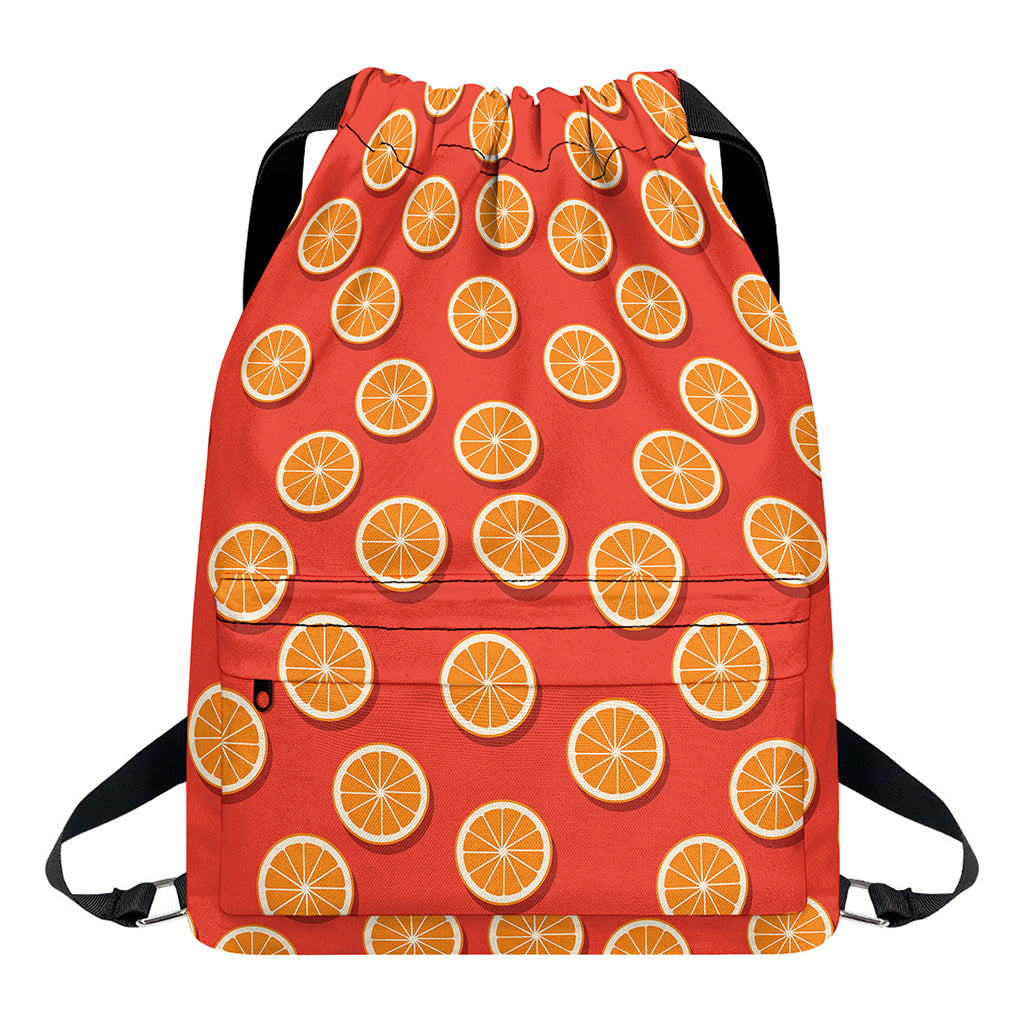 Orange Slices Pattern Print Drawstring Backpack