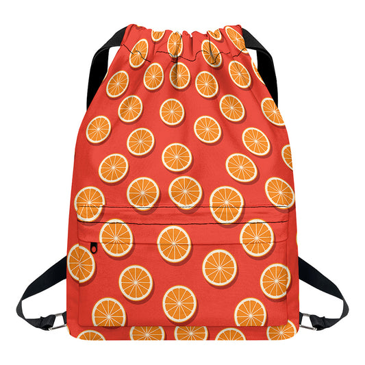 Orange Slices Pattern Print Drawstring Backpack