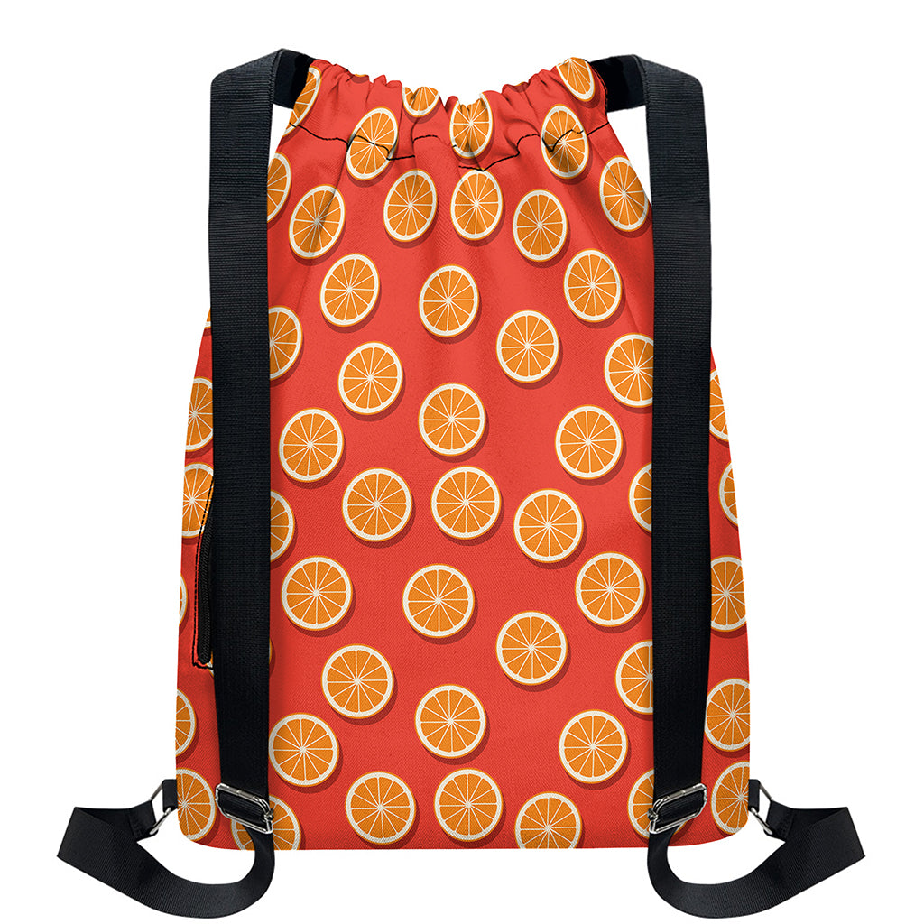 Orange Slices Pattern Print Drawstring Backpack