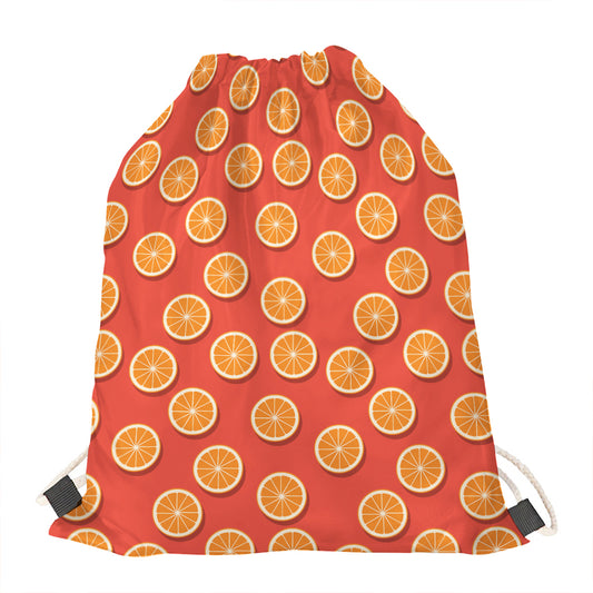 Orange Slices Pattern Print Drawstring Bag