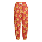 Orange Slices Pattern Print Fleece Lined Knit Pants