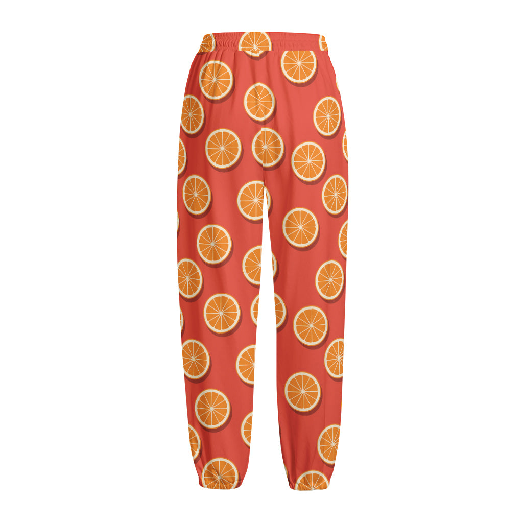 Orange Slices Pattern Print Fleece Lined Knit Pants