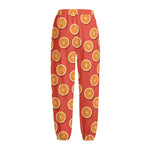 Orange Slices Pattern Print Fleece Lined Knit Pants