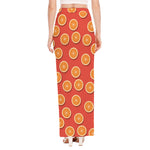 Orange Slices Pattern Print High Slit Maxi Skirt