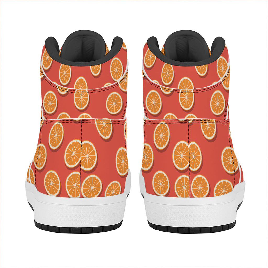 Orange Slices Pattern Print High Top Leather Sneakers