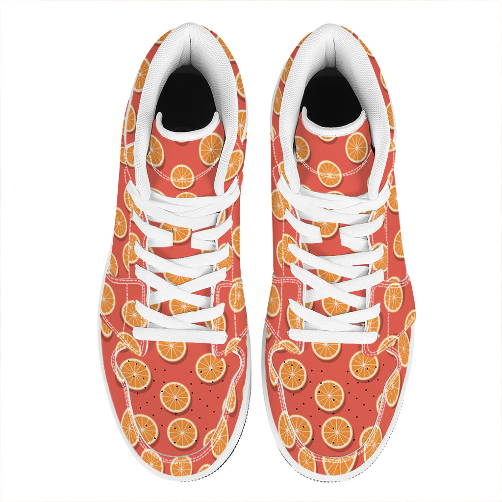 Orange Slices Pattern Print High Top Leather Sneakers