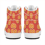 Orange Slices Pattern Print High Top Leather Sneakers