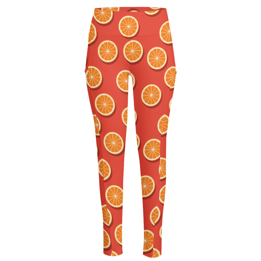 Orange Slices Pattern Print High-Waisted Pocket Leggings
