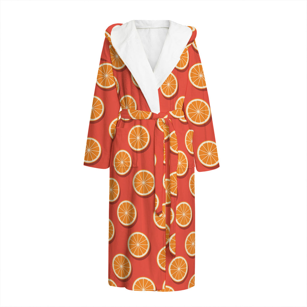 Orange Slices Pattern Print Hooded Bathrobe