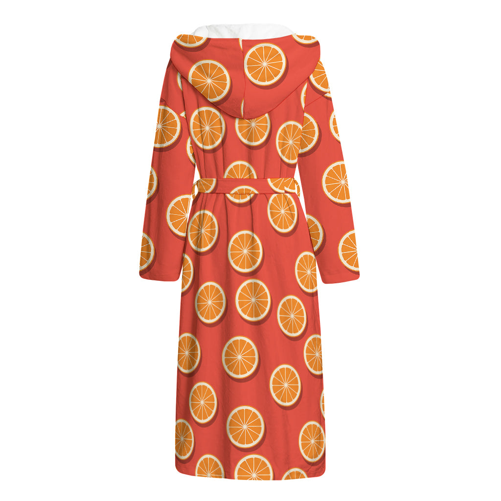 Orange Slices Pattern Print Hooded Bathrobe
