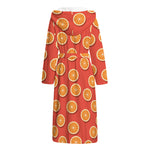 Orange Slices Pattern Print Hooded Bathrobe