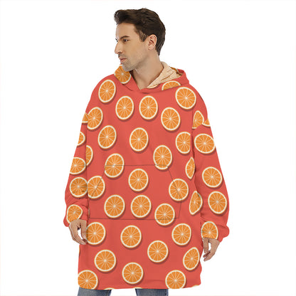 Orange Slices Pattern Print Hoodie Blanket