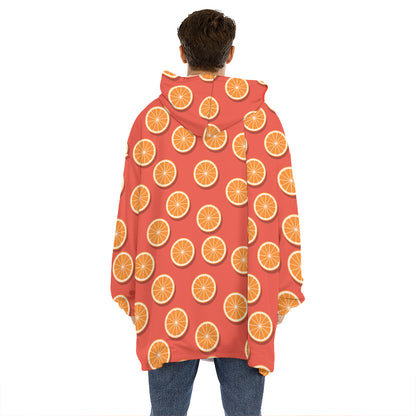Orange Slices Pattern Print Hoodie Blanket
