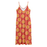 Orange Slices Pattern Print Jersey Midi Cami Dress