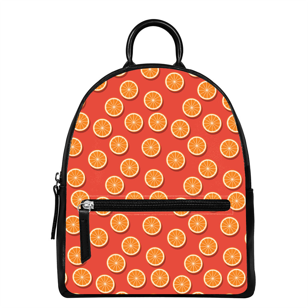 Orange Slices Pattern Print Leather Backpack