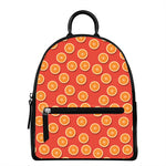 Orange Slices Pattern Print Leather Backpack
