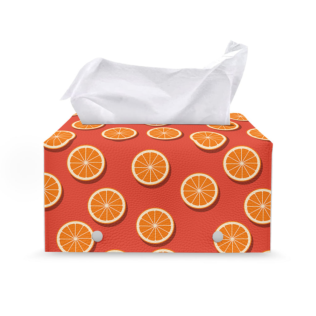 Orange Slices Pattern Print Leather Tissue Box Cover