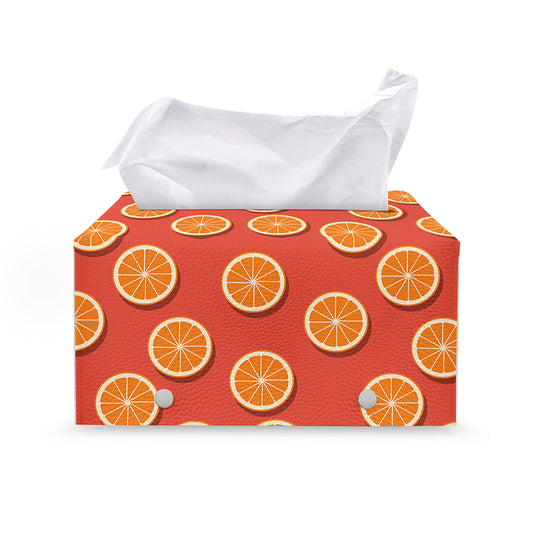 Orange Slices Pattern Print Leather Tissue Box Cover