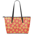 Orange Slices Pattern Print Leather Tote Bag With Zipper