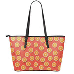 Orange Slices Pattern Print Leather Tote Bag