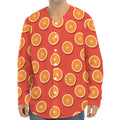 Orange Slices Pattern Print Long Sleeve Baseball Jersey