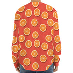 Orange Slices Pattern Print Long Sleeve Baseball Jersey